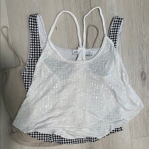 Women's White Sequin Braided Strap Crop Top With Two Bonus Crop Tops